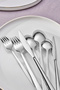 Flow 60-Piece 12-Person Boxed Fork, Spoon, and Knife Set—Platinum - 2