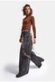 Women's 4w6-14 Wide Leg Fit Denim Jeans with Belt Detail and Embroidered Details