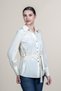 Women's Summer Cream TENCEL™ Long-Sleeved Trendy Shirt with Belted Waist 70062 - 3