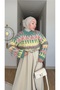 Interest Model: Short Knit Sweater with a Zigzag Patterned Design - 3