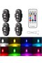 4 قطع من مصابيح LED اللاسلكية المضيئة مع جهاز تحكم عن بعد، 8 ألوان، شحن عبر USB، مقاومة للماء ومضادة للصدمات.