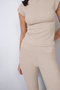 PREMIUM SOFT-TEXTURED ELASTIC-WAIST FLARE PANTS, BEIGE - 4