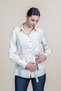 Women's Summer Cream TENCEL™ Long-Sleeved Trendy Shirt with Belted Waist 70062