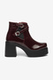 Women's Genuine Leather Platform Boots with Double Buckle Detail and Thick Heel - 2