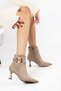 Valem Women's Taupe Color Suede Stiletto Heel Pointed Toe Boots - 4