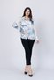Women's Summer Blue Patterned Shirt with Wide Cuffs 70011