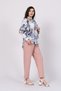 Women's Summer Light Blue Asymmetrical-Cut Long-Back Patterned Shirt 70019 - 4