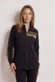 Wide Fit Stand Collar Stone Detailed Tracksuit Set - Black - 2