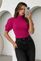Women's Short-Sleeved Turtleneck Knit Blouse - 2