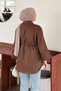 Tie-Detail Suede Shirt, Soft Brown - 4
