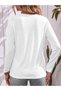 Printed Cotton Half V-Neck Long Sleeve Blouse T-Shirt - 3