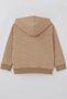Girls' Cardigan with Floral Print, Hooded, Zipper, Ages 2–6, Light Brown - 2