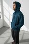 Men's Oversized Hooded Sweatshirt with "Cartel" Print, Kangaroo Pocket, Petrol Blue, 3-Ply Brushed Inside Hem - 3