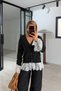 Lace-Detail Anthracite Draped-Sleeve Cardigan - 3
