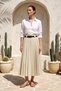 Pleated Skirt with Partial Belt Detail 420169 Khaki - 3