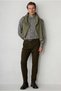 Straight Slim Fit Lyocell Wool Blend Canvas/Chino Pants with Side Zipper Pockets and Elastic Waistband