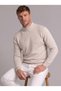 Men’s Wool Half-Turtleneck Sweater - Cream / Beige - 2