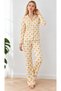 Women's Patterned Shirt Collar Yellow Pajama Set 4860 - 3