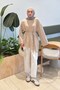 Tunic with Sleeve Detail and Tie-Detail, Beige
