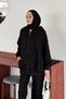 Hooded Zippered Sweatshirt Cardigan Black - 2