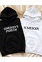 Somebody's Problem - Somebody "Dear Couple" Printed 2-Pack 3-Ply Cotton Oversized Hooded Sweatshirt