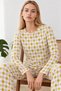 Women's Winter Trend Yellow Nightgown and Pajama Set 4862