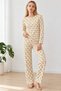 Women's Winter Trend Yellow Nightgown and Pajama Set 4862 - 2