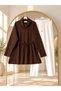 Women's Modest Drapey-Collar Soft-Corded Fabric Pants Set, Brown - 2