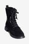 Women's Suede Lace-Up Boots with Zip Detail and Beaded Details - Yuma Black - 3