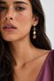 Colored Stone Dangle Brand Model Steel Earrings