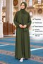 Prayer Dress with Shawl, Zipper, One-Piece, Easy to Wear, Khaki Green Hijab