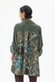 Women's Khaki Italian 100% Cotton Velvet Oversized Velvet Shirt with Floral Print on the Back, Sizes 40–46 - 2