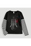 Rock Music Printed Striped Sleeve Unisex Oversized T-Shirt