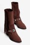 Women's Suede Western Boots with Tassels and Metal-Accented Design, Rodea Brown