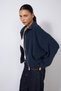Oversized Soft-Textured Jacket with Zip Detail and Pockets, Navy Blue