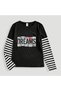 Rock Music Printed Striped Sleeve Unisex Oversized T-Shirt