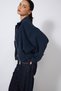 Oversized Soft-Textured Jacket with Zip Detail and Pockets, Navy Blue - 3