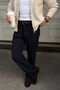 Osan Men's Baggy-Fit Pants with Thin Stripes and a Single Pleated Design - 5