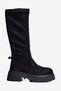 Women's Suede Stretch Boots with Zipper and Thick Soles - Kenza Black