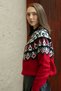 Red Patterned Knit Sweater - 2