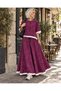 Women's Clothing: Oversized, Loose-Fit Burgundy-Colored Top and Bottom Set - Skirt - Sweatshirt - 2