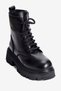 Women's Genuine Leather Zip-Up Combat Boots with Thick Soles - Loras Black - 3