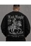 Lord Knight Printed Unisex Oversized Sweatshirt, 3-Ply, Black, Gothic Knight and Horse Design, Streetwear - 3
