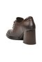 Coffee Genuine Leather Women's Casual Heeled Shoes Platform Heels Lace-Up Classic Shoes 2453408K - 4