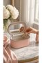 Large-Capacity Makeup and Accessories Organizer with Mirror | Leather-Look Organizer 27*14*14 Sugar Pink - 3