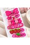 Set of 6 Girls' Hair Clips: Pink Strawberry Rabbit Bow Clips and Hair Accessories - 2