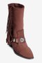 Women's Suede Western Boots with Tassels and Metal-Accented Design, Rodea Brown - 3