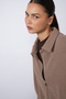 Oversized, Soft-Textured Coat with Zip Detail and Mink Trim - 5