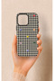 iPhone 16 Pro Max Compatible Silicone Case with Heart-Shaped Plaid Pattern