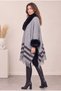 Women's Fur-Trimmed, Tasseled Knit Long Poncho with Buttons, Fur Collar, Winter Cape, Shawl - 5